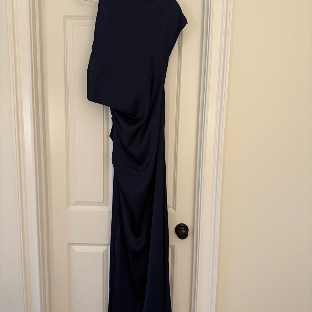 Chic One Shoulder Navy Dress